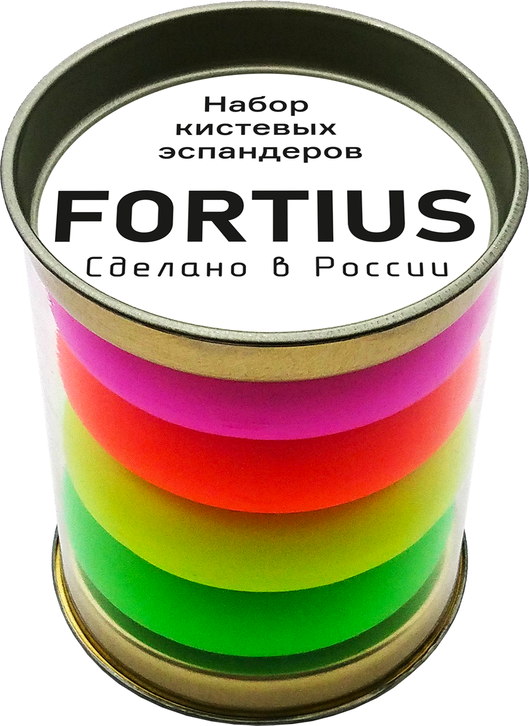 картинка Набор кистевых эспандеров "Fortius" Neon, 4 шт. (10,20,30,40 кг) (тубус) от бренда Fortius