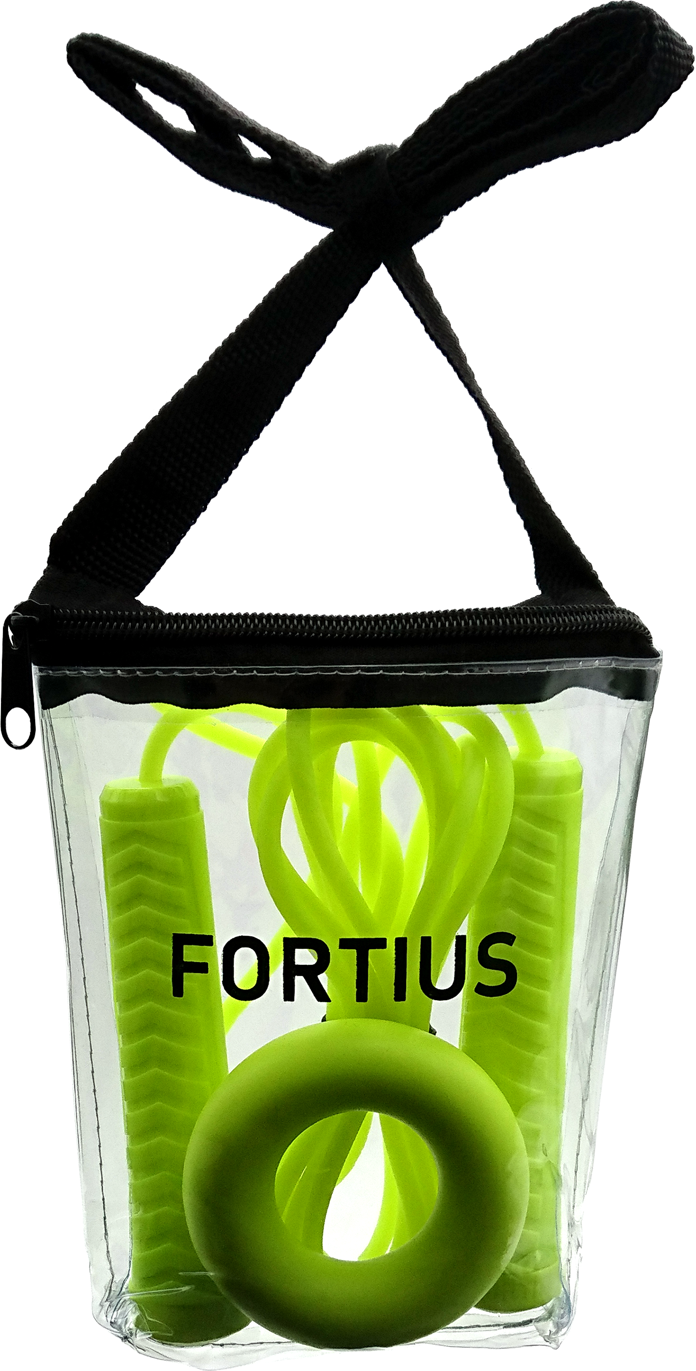 картинка Набор скакалка с эспандером 30 кг "Fortius" Neon (желтый) в сумке от бренда Fortius